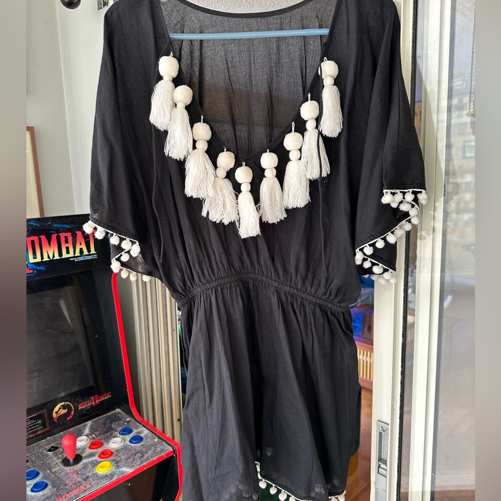 Super cute beach swim Pom Pom cover up wrap